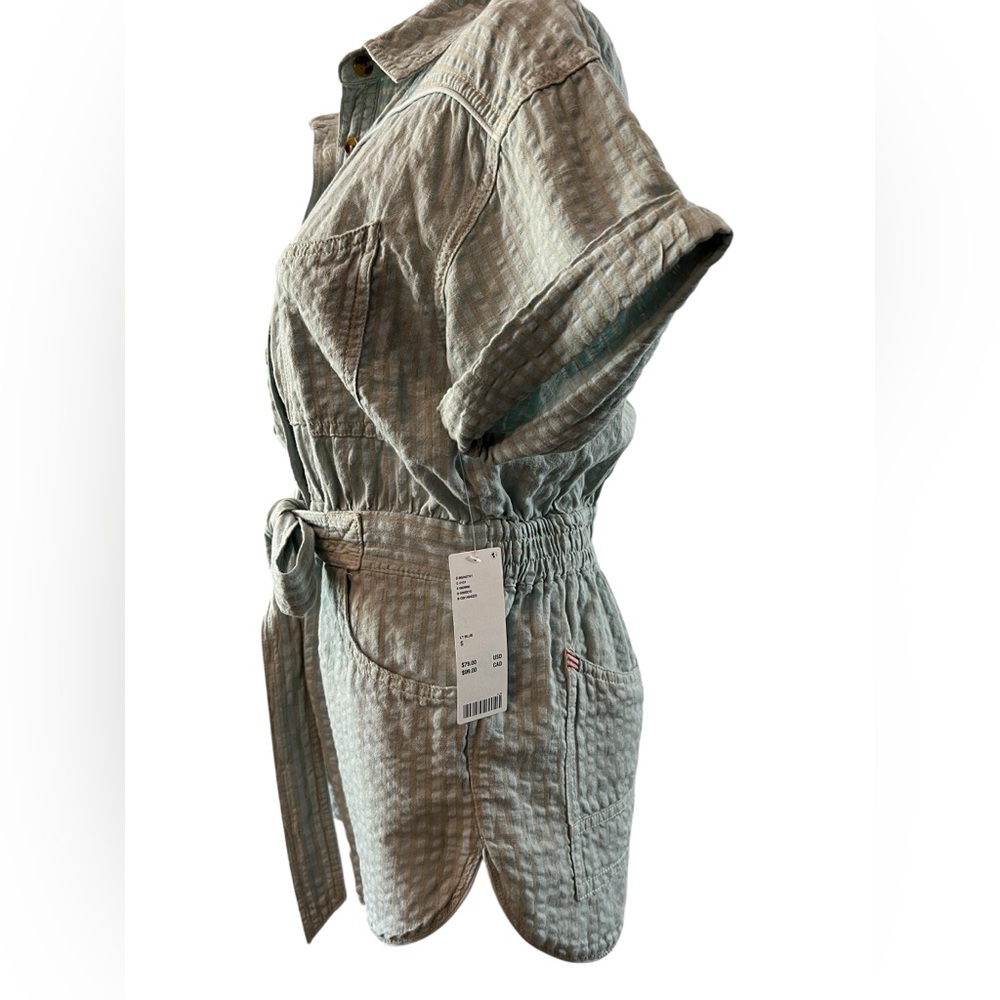🆕 💙 NWT URBAN OUTFITTERS BDG Light Blue Devon Linen Romper | Women’s Size Small - Picture 7 of 13